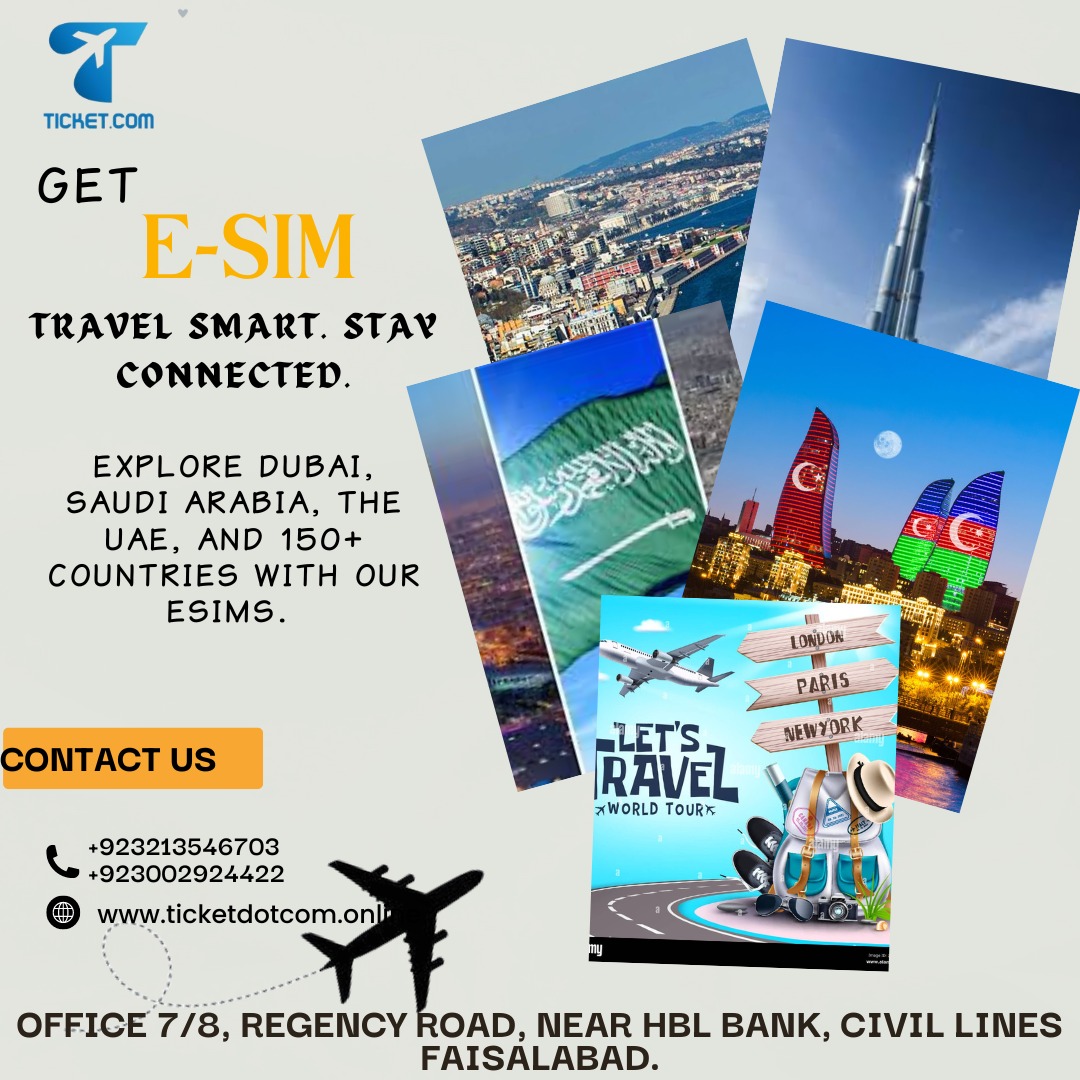 "Jet-Set with Ease: Unlock Exclusive E-Sim Offers from Ticket.com Int Travel & Tours for Dubai, UAE, Saudi Arabia, and 150+ Countries!"